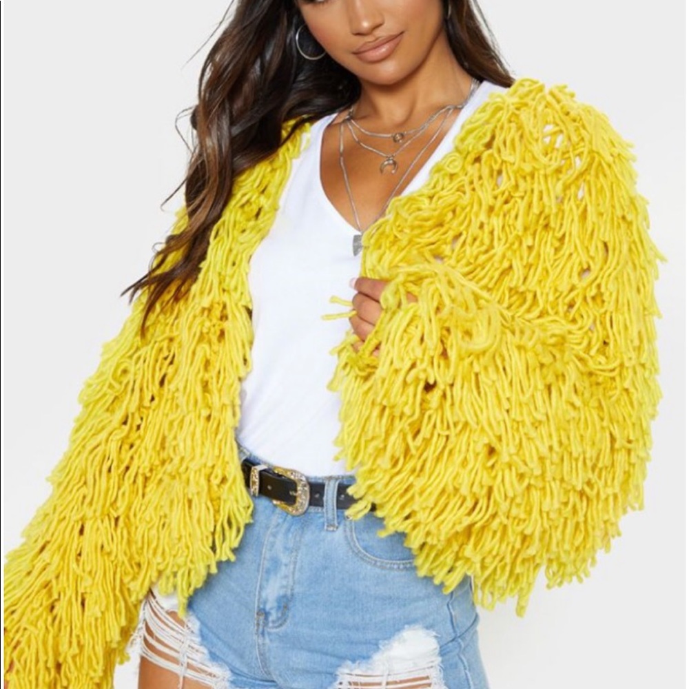 Mustard Color Shaggy Coat- Pretty Little Thing